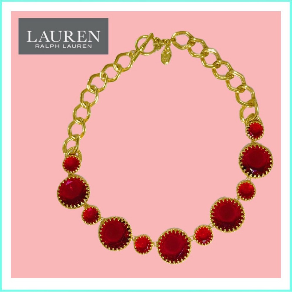 Lauren Ralph Lauren Gold-Tone Necklace with Red Accents